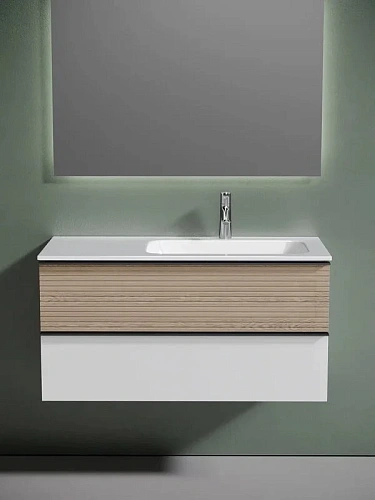 Тумба под раковину Sancos Delta DL100RW 995х445х500 правая, дуб светлый/белый, подвесная Тумба под раковину Sancos Delta DL100RW 995х445х500 правая, дуб светлый/белый, подвесная