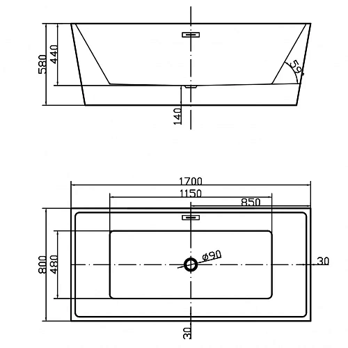 Ванна отдельностоящая Swedbe Vita 8826 1700мм Ванна отдельностоящая Swedbe Vita 8826 1700мм