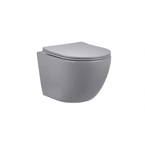 Унитаз подвесной Vincea Globo VT1-14SMG безободковый, матовый серый, ультратонкое сиденье soft-close Унитаз подвесной Vincea Globo VT1-14SMG безободковый, матовый серый, ультратонкое сиденье soft-close