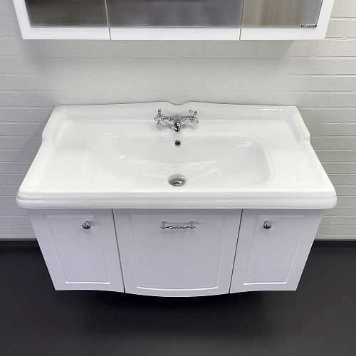 Тумба с раковиной Comforty Палини-100 00-00019754 белый глянец раковина Comforty 3310 Тумба с раковиной Comforty Палини-100 00-00019754 белый глянец раковина Comforty 3310