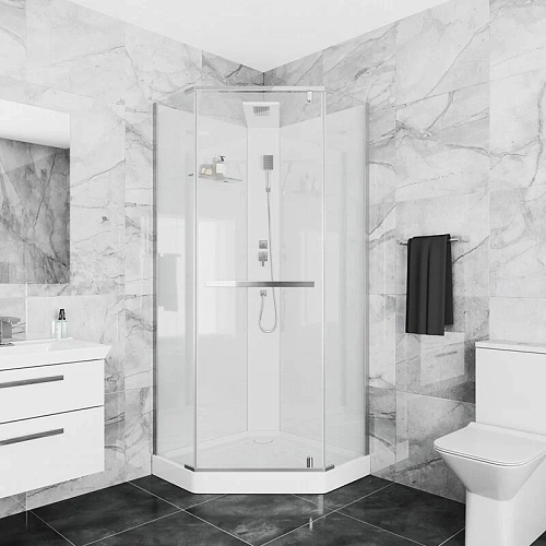 Душевая кабина Ceruttispa CHIKA901T без крыши 90x90x215-225 профиль хром, стекло прозрачное Душевая кабина Ceruttispa CHIKA901T без крыши 90x90x215-225 профиль хром, стекло прозрачное