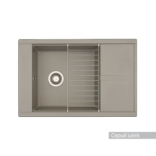 Кухонная мойка Aquaton Делия 78 1A715132DE250 из литого мрамора, прямоугольная, с крылом серый шелк Кухонная мойка Aquaton Делия 78 1A715132DE250 из литого мрамора, прямоугольная, с крылом серый шелк