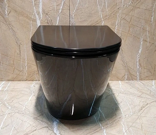 Унитаз приставной CeramaLux 3178-18 черный с крышкой микролифт Унитаз приставной CeramaLux 3178-18 черный с крышкой микролифт