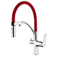 Смеситель для кухни Lemark Comfort LM3074C-Red с гибким изливом, с подключением к фильтру, хром/красный Смеситель для кухни Lemark Comfort LM3074C-Red с гибким изливом, с подключением к фильтру, хром/красный