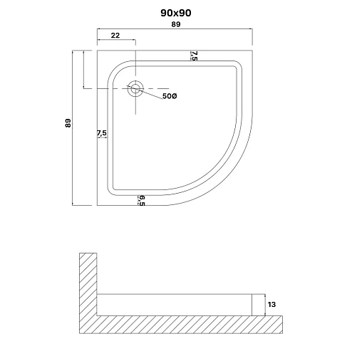 Душевой поддон Niagara Eco NG-P9090-14 (90x90x13) пластик, четверть круга, цвет белый Душевой поддон Niagara Eco NG-P9090-14 (90x90x13) пластик, четверть круга, цвет белый