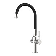 Детальная картинка товара «смеситель для кухни lemark expert lm5083s-black с подключением к фильтру, сталь/черный»