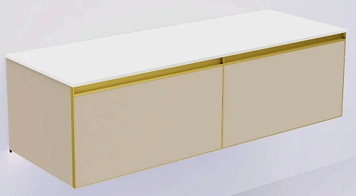 Тумба под раковину Armadi Art QUATRO 790-M2-140(70+70)-D-MG+LD 140 см (70+70) DAPHNE профиль MATT GOLD Тумба под раковину Armadi Art QUATRO 790-M2-140(70+70)-D-MG+LD 140 см (70+70) DAPHNE профиль MATT GOLD