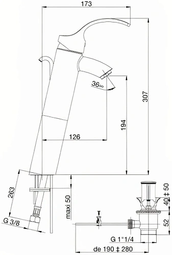 Смеситель для раковины Jacob Delafon Salute E72085-CP с донным клапаном Смеситель для раковины Jacob Delafon Salute E72085-CP с донным клапаном