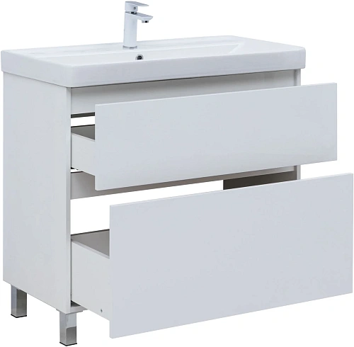 Тумба под раковину Aquanet Вега 90 00344124 напольная, белый глянец Тумба под раковину Aquanet Вега 90 00344124 напольная, белый глянец