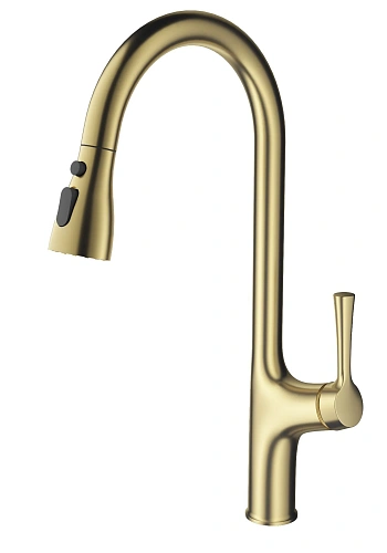 Смеситель для кухни Wonzon & Woghand с выдвижным изливом, брашированное золото (WW-AE54123-BG) Смеситель для кухни Wonzon & Woghand с выдвижным изливом, брашированное золото (WW-AE54123-BG)
