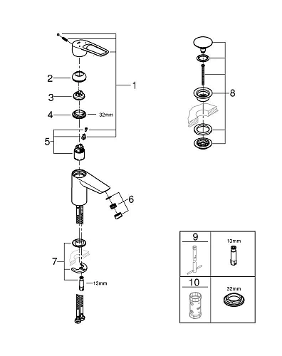 Смеситель для раковины GROHE Eurosmart S-Size (23980003) Смеситель для раковины GROHE Eurosmart S-Size (23980003)