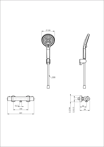 Смеситель для душа Wonzon & Woghand с термостатом, хром (WW-B2003-A-CR) Смеситель для душа Wonzon & Woghand с термостатом, хром (WW-B2003-A-CR)