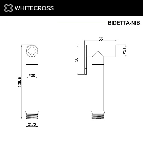 Гигиеническая лейка WHITECROSS BIDETTA-NIB брашированный никель Гигиеническая лейка WHITECROSS BIDETTA-NIB брашированный никель