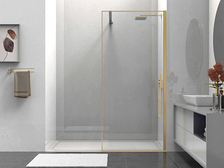 Душевая перегородка Vincea Walk-In VSW-1HS800CLG, 800x2000, брашированное золото, стекло прозрачное