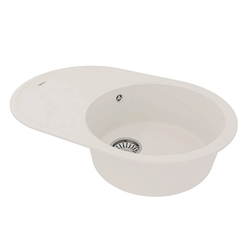 Кухонная мойка Lemark LACHA 760 врезная овальная из кварцгранита, с крылом, Жасмин 9910058 Кухонная мойка Lemark LACHA 760 врезная овальная из кварцгранита, с крылом, Жасмин 9910058