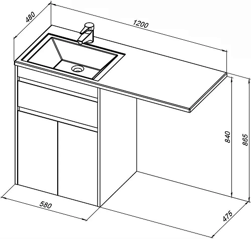 Тумба под раковину Aquanet Токио 58 белый (напольная, 1 ящик, 2 дверцы) 00237745 Тумба под раковину Aquanet Токио 58 белый (напольная, 1 ящик, 2 дверцы) 00237745