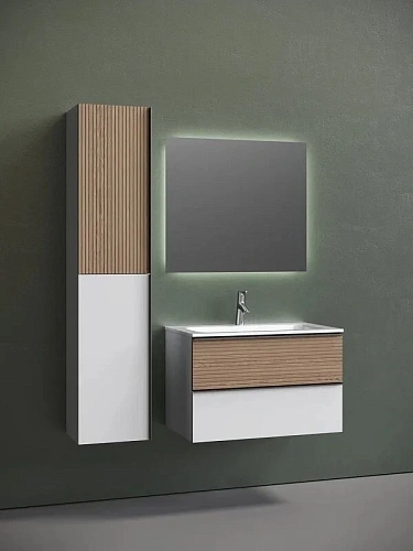 Тумба под раковину Sancos Delta DL80W 790х445х500 дуб светлый/белый, подвесная Тумба под раковину Sancos Delta DL80W 790х445х500 дуб светлый/белый, подвесная