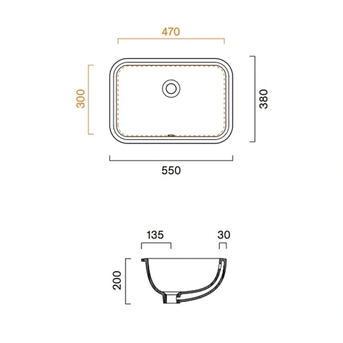 Раковина Catalano Italy 0727550001 55x38см встраиваемая под столешницу с переливом, белый глянцевый Раковина Catalano Italy 0727550001 55x38см встраиваемая под столешницу с переливом, белый глянцевый