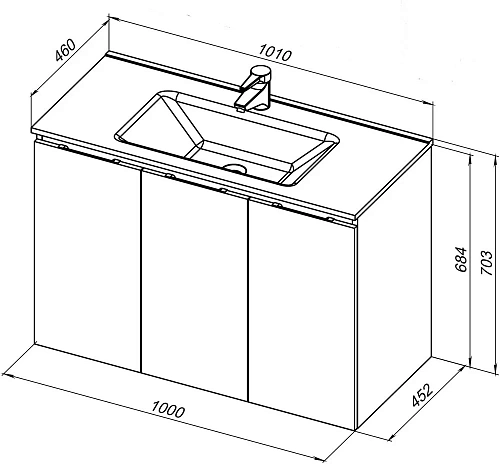 Тумба под раковину Aquanet Алвита New 100 3 дверцы, антрацит 00277531 Тумба под раковину Aquanet Алвита New 100 3 дверцы, антрацит 00277531
