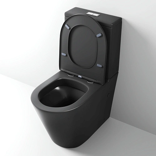 Унитаз напольный GROSSMAN GR-4458BMS 640x360x835 черный матовый безободковый с тонкой крышкой Унитаз напольный GROSSMAN GR-4458BMS 640x360x835 черный матовый безободковый с тонкой крышкой