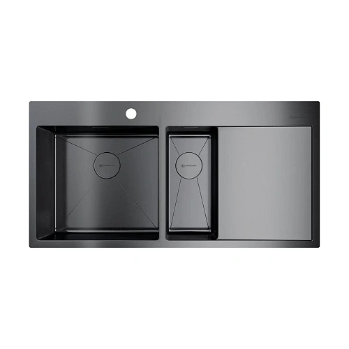 Кухонная мойка Omoikiri Akisame 100-2-GM-L нерж.сталь/вороненая сталь 4973103 Кухонная мойка Omoikiri Akisame 100-2-GM-L нерж.сталь/вороненая сталь 4973103