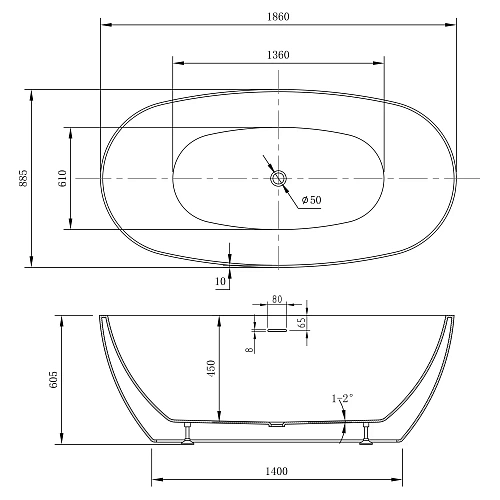 Акриловая ванна ABBER AB9504 белая Акриловая ванна ABBER AB9504 белая