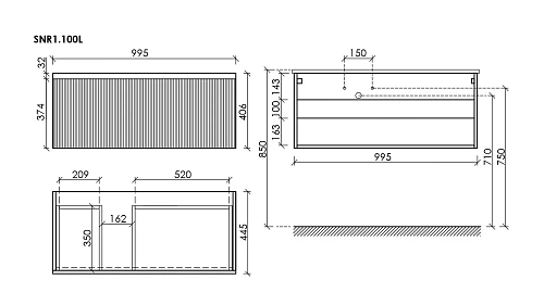 Тумба под раковину SANCOS Snob SNR1.0100LCE R 1.0 995х445х406 Beige Soft подвесная Тумба под раковину SANCOS Snob SNR1.0100LCE R 1.0 995х445х406 Beige Soft подвесная