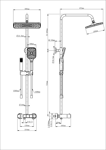 Душевая система Wonzon & Woghand с термостатом, хром (WW-B3112-CR) Душевая система Wonzon & Woghand с термостатом, хром (WW-B3112-CR)