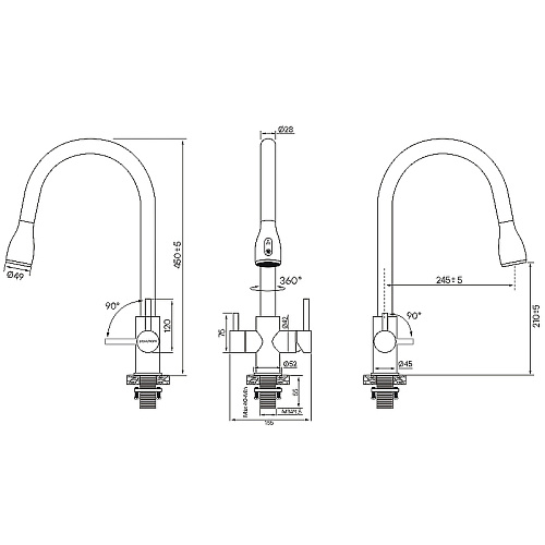 Смеситель для кухни Paulmark LANGE черный La214212-BLM Смеситель для кухни Paulmark LANGE черный La214212-BLM
