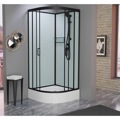 Душевая кабина Frank F400/1 М Black без крыши черный профиль матовое стекло 100x100 20065 Душевая кабина Frank F400/1 М Black без крыши черный профиль матовое стекло 100x100 20065