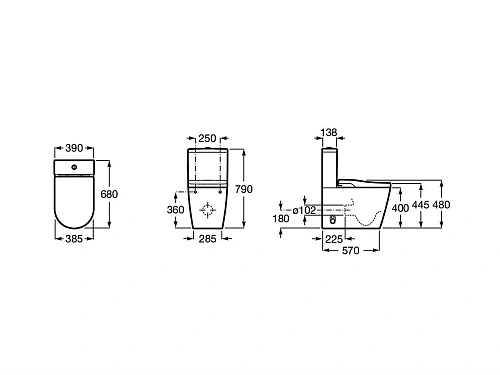 Унитаз SMART Roca Inspira In-Wash напольный с бачком, rimless 80306L001 с сиденьем Унитаз SMART Roca Inspira In-Wash напольный с бачком, rimless 80306L001 с сиденьем