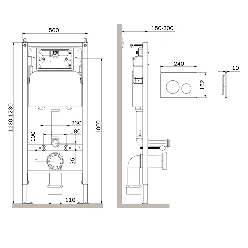 Инсталляция для унитаза AM.PM PrimeFit I012709.0138Fit с клавишейFit L, черный матовый Инсталляция для унитаза AM.PM PrimeFit I012709.0138Fit с клавишейFit L, черный матовый