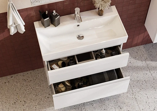 Тумба под раковину Roca Oleta 80 белый матовый, 2 ящика, A857640501 Тумба под раковину Roca Oleta 80 белый матовый, 2 ящика, A857640501