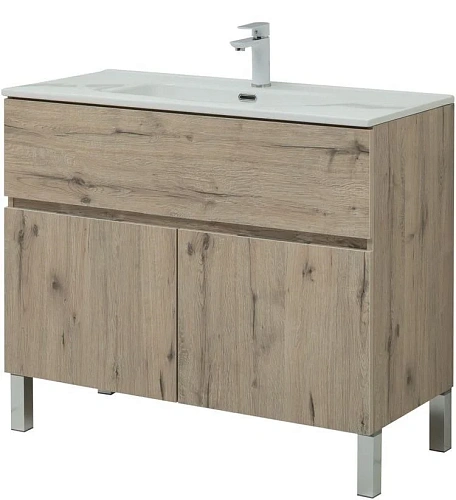 Тумба под раковину Aquanet Алвита New 100 1 ящик, 2 дверцы, дуб веллингтон белый 00277557 Тумба под раковину Aquanet Алвита New 100 1 ящик, 2 дверцы, дуб веллингтон белый 00277557