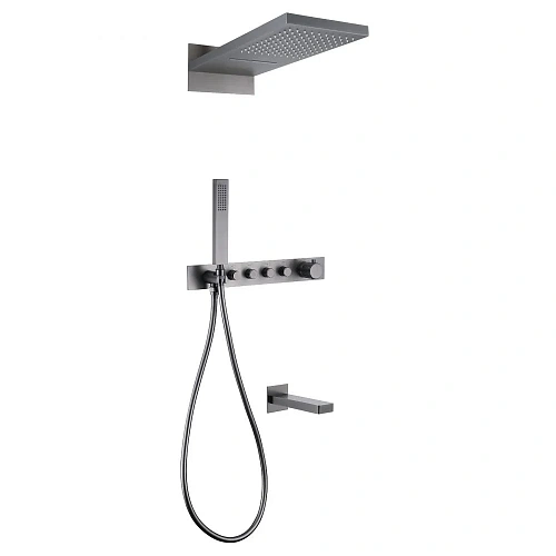 Душевая система ABBER Rund AF8753NG скрытого монтажа с изливом, термостат, никель Душевая система ABBER Rund AF8753NG скрытого монтажа с изливом, термостат, никель