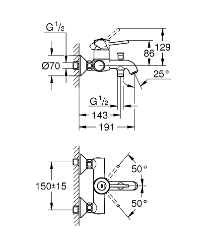 Смеситель для ванны GROHE Start Classic, хром (23787000) Смеситель для ванны GROHE Start Classic, хром (23787000)