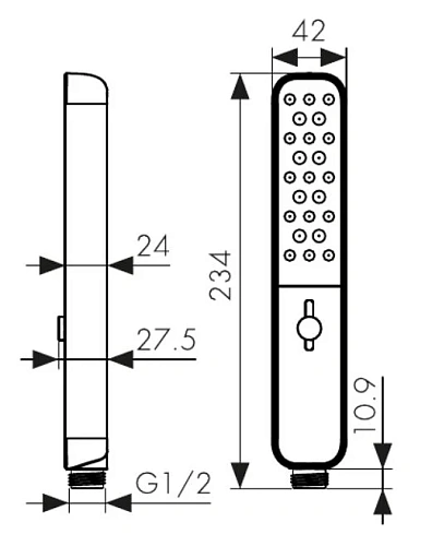 Душевая лейка Kaiser 4-х режимная, 223х42х24мм черный матовый SH-110 Душевая лейка Kaiser 4-х режимная, 223х42х24мм черный матовый SH-110