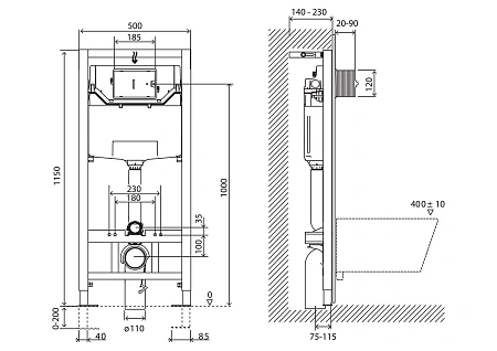 Инсталляция для унитаза BelBagno 120 1150х500х120 мм BB001-120 Инсталляция для унитаза BelBagno 120 1150х500х120 мм BB001-120