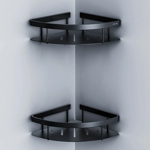 Полка AM.PM Sense L A7454222 угловая, двухъярусная, черный Полка AM.PM Sense L A7454222 угловая, двухъярусная, черный