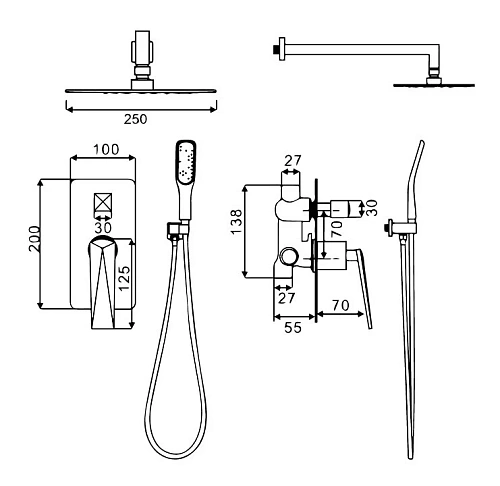 Душевая система Boheme Venturo белый хром 374-W встраиваемая Душевая система Boheme Venturo белый хром 374-W встраиваемая