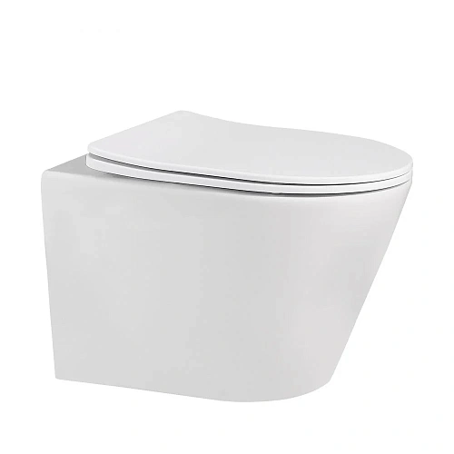 Унитаз подвесной ABBER Bequem AC1102MW белый матовый, безободковый с крышкой микролифт Унитаз подвесной ABBER Bequem AC1102MW белый матовый, безободковый с крышкой микролифт
