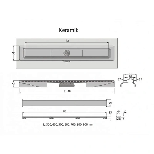 Душевой лоток BERGES B1 Keramik 800 нержавеющая сталь, решетка бронза, S-сифон D50/110 вертикальный 094019 Душевой лоток BERGES B1 Keramik 800 нержавеющая сталь, решетка бронза, S-сифон D50/110 вертикальный 094019