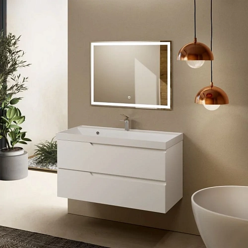 Тумба под раковину AQUAme AQM900310WH S3 подвесная 100 см белый глянец Тумба под раковину AQUAme AQM900310WH S3 подвесная 100 см белый глянец