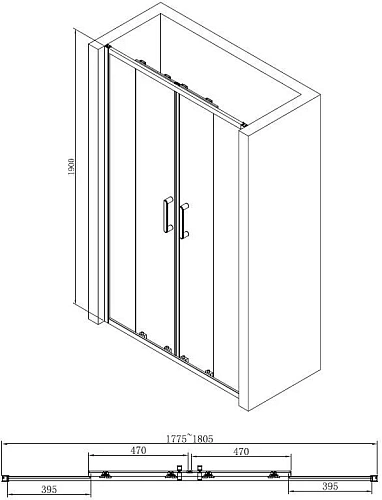 Душевая дверь ABBER Schwarzer Diamant AG33180 Душевая дверь ABBER Schwarzer Diamant AG33180