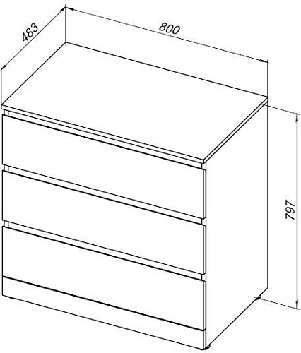Комод Aquanet Сканди 800x480 Дуб крафт (3 ящика) 00302544 Комод Aquanet Сканди 800x480 Дуб крафт (3 ящика) 00302544