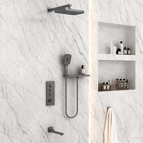 Душевая система Vincea VSFW-431T1RGM встраиваемая, термостатический, 3 режима, вороненая сталь Душевая система Vincea VSFW-431T1RGM встраиваемая, термостатический, 3 режима, вороненая сталь