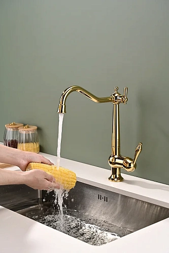 Смеситель для кухни Paulmark Retro золото Re213226-G Смеситель для кухни Paulmark Retro золото Re213226-G