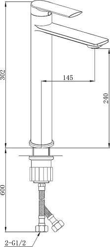 Смеситель для раковины BOCH MANN MIMI XL BM8592 высокий, черный Смеситель для раковины BOCH MANN MIMI XL BM8592 высокий, черный