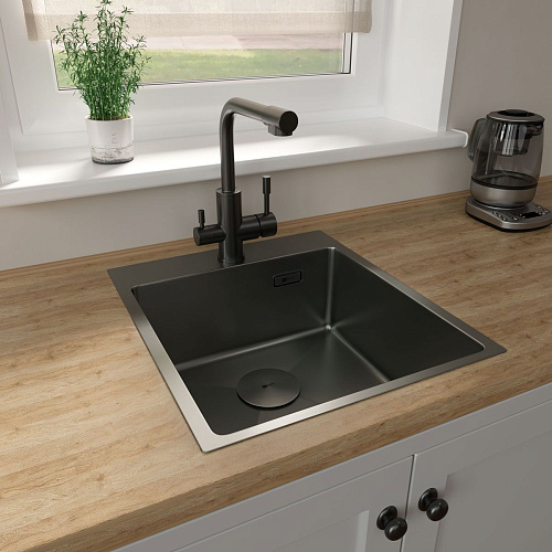 Кухонная мойка Lemark JANGA 440 из нержавеющей стали, графит 9936103 Кухонная мойка Lemark JANGA 440 из нержавеющей стали, графит 9936103