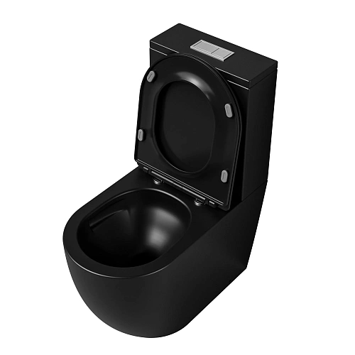 Унитаз напольный GROSSMAN GR-4494BMSQ 64x36x83,5 черный матовый, безободковый, торнадо с тонкой крышкой Унитаз напольный GROSSMAN GR-4494BMSQ 64x36x83,5 черный матовый, безободковый, торнадо с тонкой крышкой